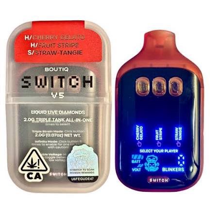 BOUTIQ SWITCH 2G V5 DISPOSABLE CHERRY GELATO (H) × FRUIT STRIPE (H) × STRAW-TANGIE (S)