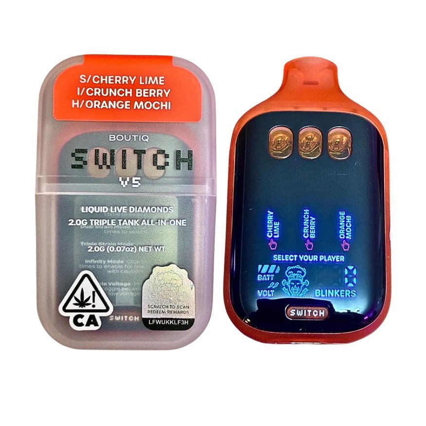 BOUTIQ SWITCH 2G V5 CHERRY LIME (SATIVA) × CRUNCH BERRY (INDICA) × ORANGE MOCHI (HYBRID) DISPOSABLE