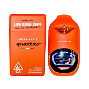 Sherbinskis Quattro 2G Live Resin Disposable “Lemon Taffy (Sativa) x Strawberry Mochi (Sativa)