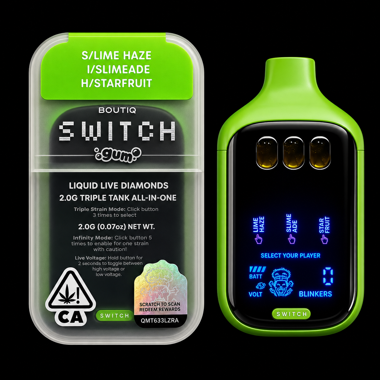 BOUTIQ SWITCH V5 (3 in 1) GUM LIMITED EDITION “LIME HAZE”, “SLIMEADE”, “STARFRUIT”
